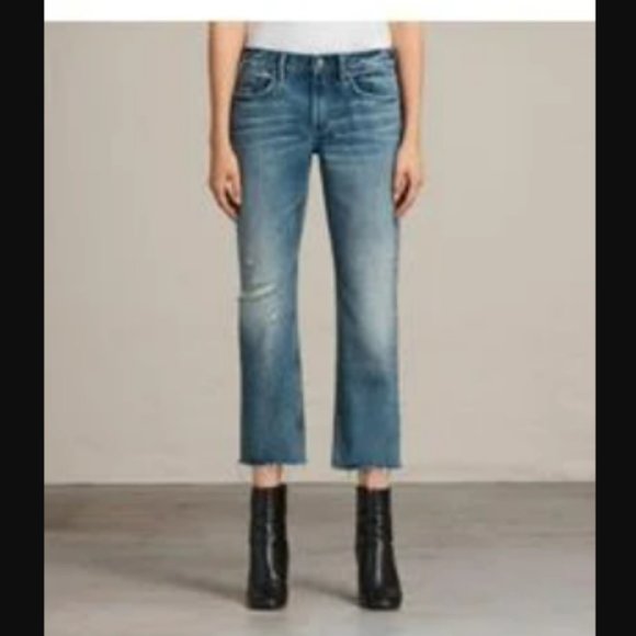 AllSaints Serene Destroy Kick Flare Jeans w26 +MEASUREMENT Rigid denim - Picture 10 of 12
